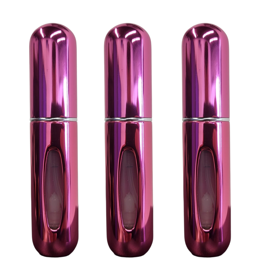 Mini Parfum Flesjes - 3-pack - Navulbaar - Reisflesjes - Parfumverstuiver - Glanzend Roze