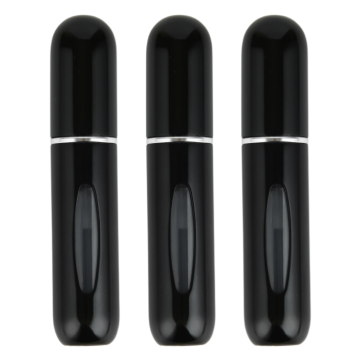 JVS Products Mini Parfum Flesjes - 3-pack - Navulbaar - Reisflesjes - Parfumverstuiver - Zwart