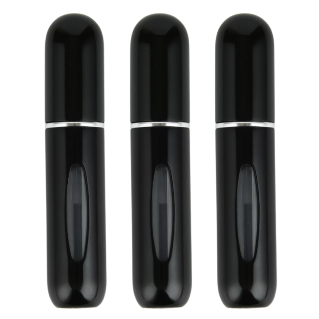 Mini Parfum Flesjes - 3-pack - Navulbaar - Reisflesjes - Parfumverstuiver - Zwart afbeelding