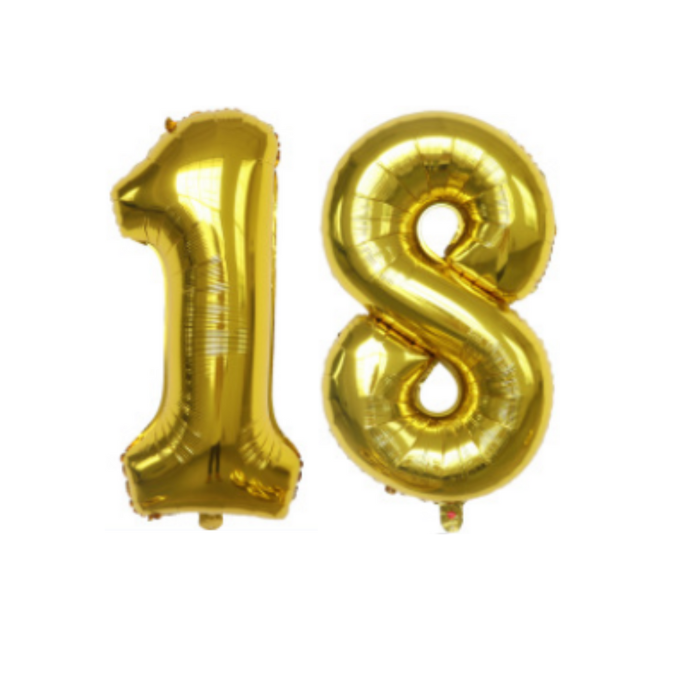 Cijferballon XL 18 - Goud - Feestversiering - 81 cm afbeelding
