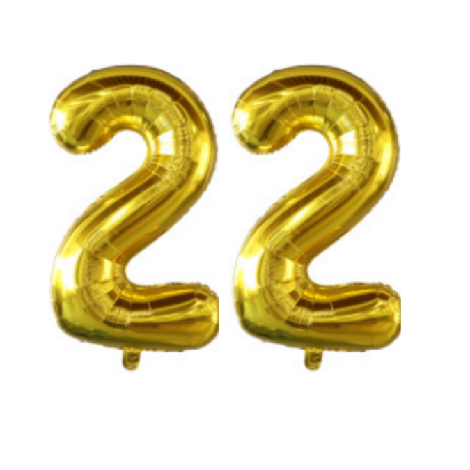 Cijferballon XL 22 - Goud - Feestversiering - 81 cm afbeelding