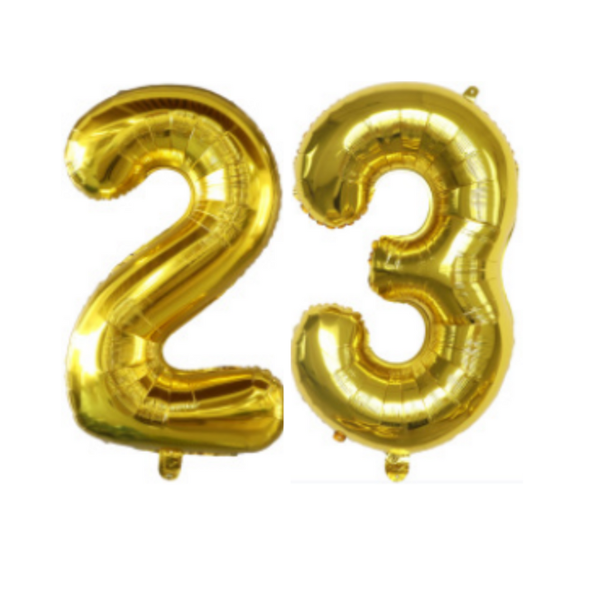 Cijferballon XL 23 - Goud - Feestversiering - 81 cm afbeelding
