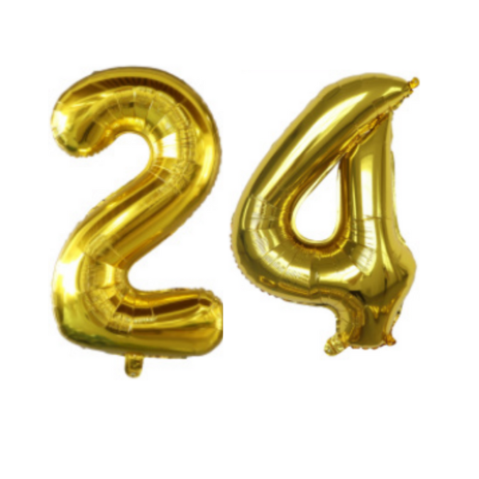 Cijferballon XL 24 - Goud - Feestversiering - 81 cm afbeelding