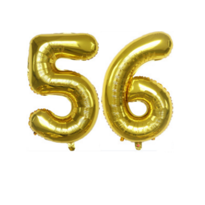 Cijferballon XL 56 - Goud - Feestversiering - 81 cm afbeelding