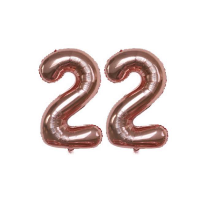 Cijferballon XL 22 - Rose goud - Feestversiering - 81 cm afbeelding