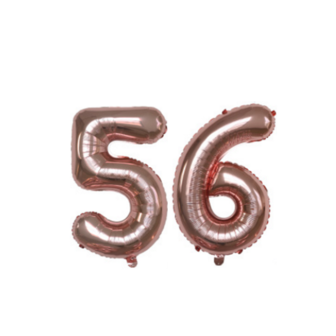 Cijferballon XL 56 - Rose goud - Feestversiering - 81 cm afbeelding
