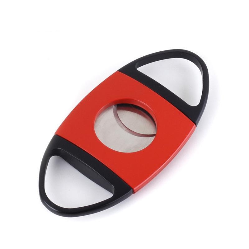 Sigarenknipper - Sigarensnijder - Sigaar Knippen - Ovaal - Tot 22 mm dik - Roestvrij Staal - 1 stuk - Rood/Zwart afbeelding