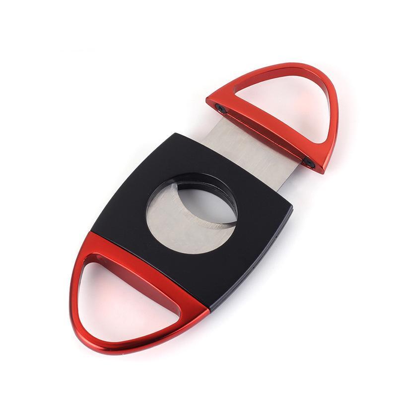 Sigarenknipper - Sigarensnijder - Sigaar Knippen - Ovaal - Tot 22 mm dik - Roestvrij Staal - 1 stuk - Zwart/Rood afbeelding