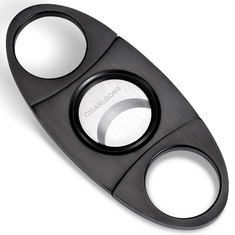 Sigarenknipper - Sigarensnijder - Sigaar Knippen - Ovaal - Tot 22 mm dik - Roestvrij Staal - 1 stuk - Mat Zwart afbeelding