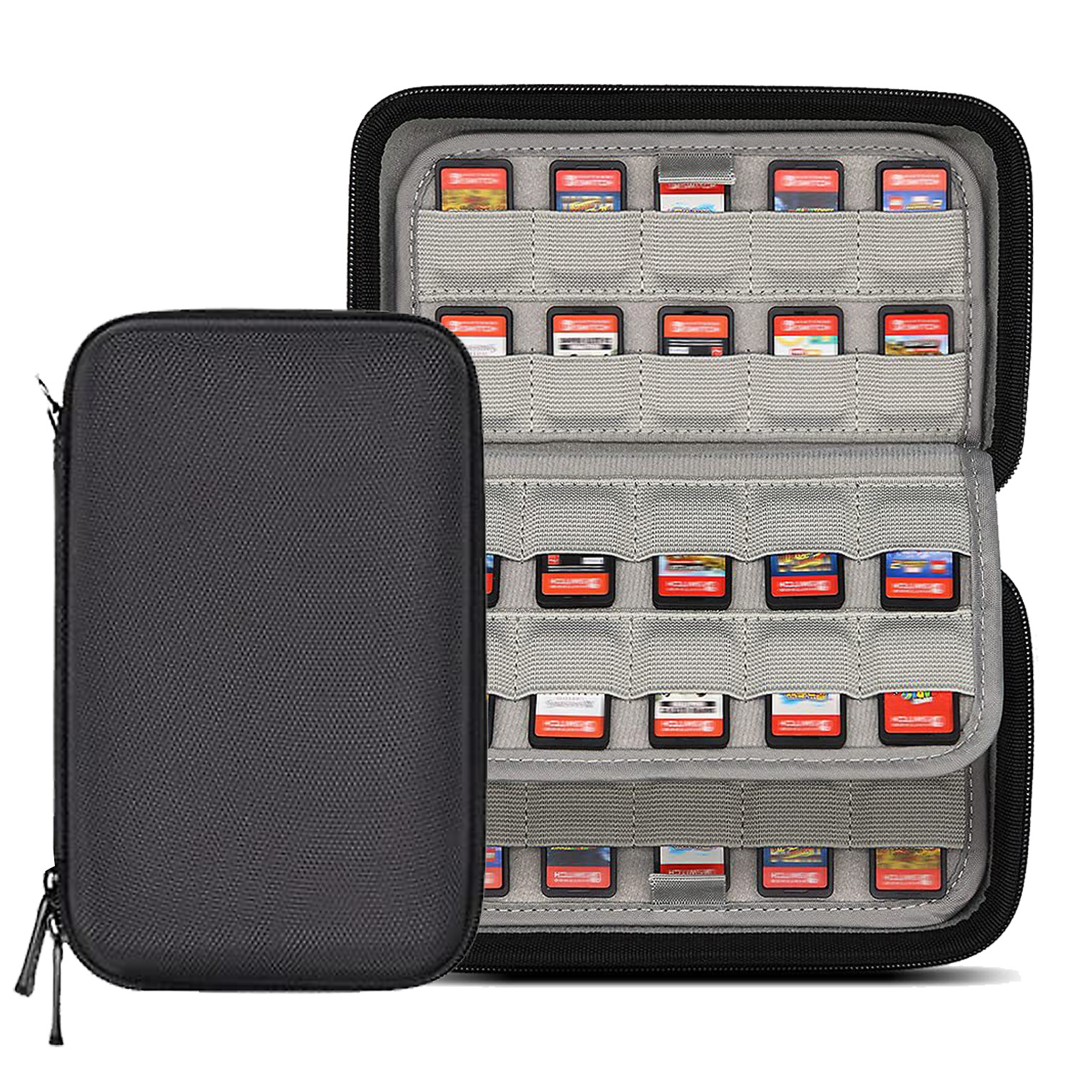 Game Card Case geschikt voor Nintendo Switch games - Accessoires Switch - Hard Cover - 80 Games - Opbergen - Beschermen - Travel Koffer - Nylon - Zwart afbeelding
