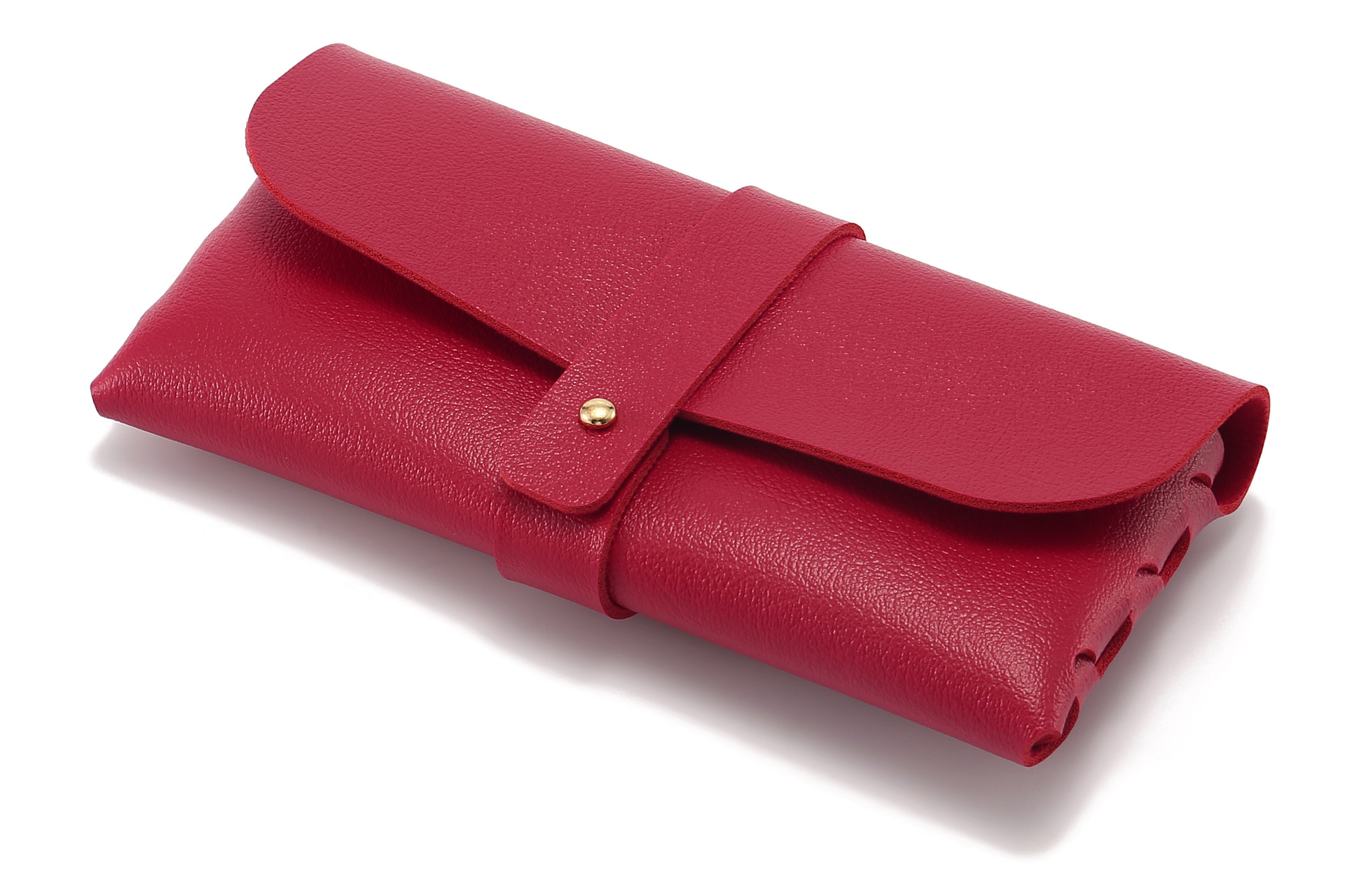 Brillenkoker - Kliksluiting - Kunstleer - Rood - Universeel afbeelding