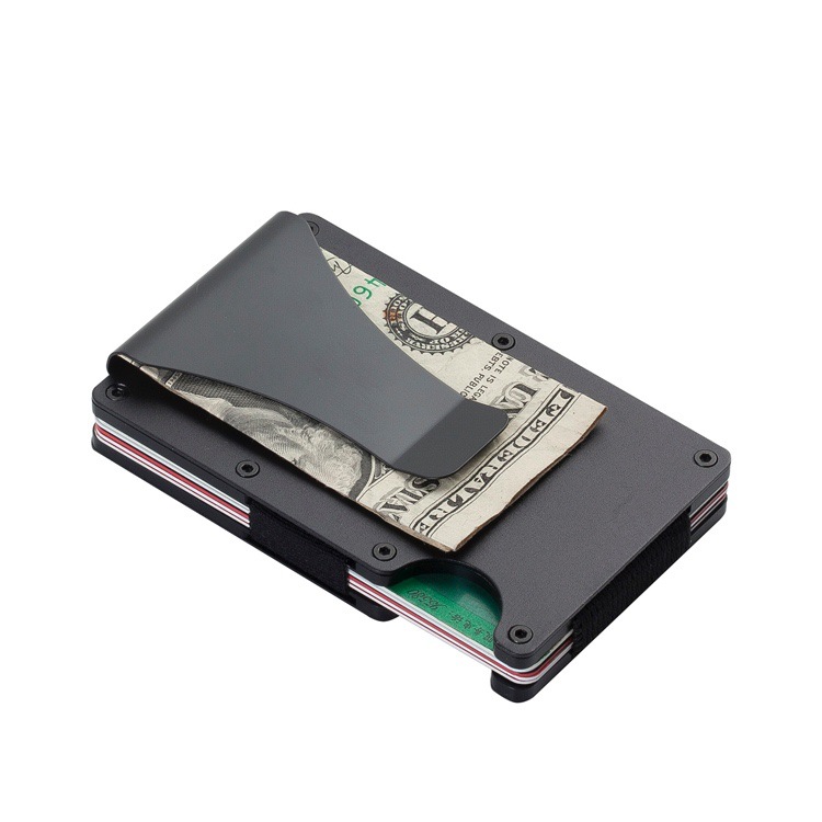 Pasjeshouder met Geldclip - Pasjeshouder - Geldclip - RFID beveiliging - Aluminium - Zwart afbeelding