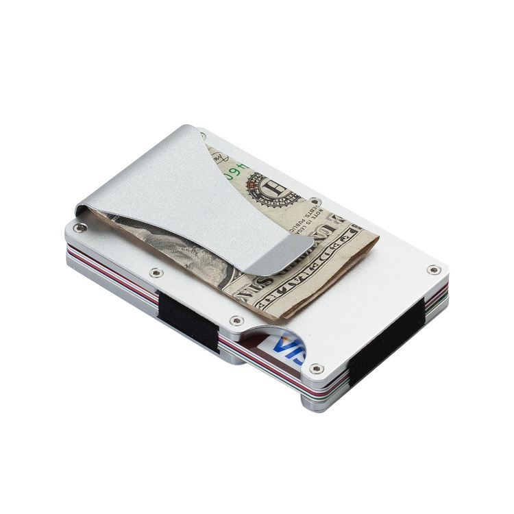 Pasjeshouder met Geldclip - Pasjeshouder - Geldclip - RFID beveiliging - Aluminium - Zilver afbeelding