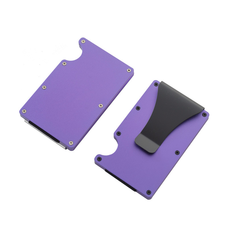 Pasjeshouder met Geldclip - Pasjeshouder - Geldclip - RFID beveiliging - Aluminium - Paars afbeelding