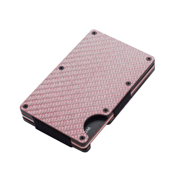 JVS Products Carbon Pasjeshouder met Geldclip - Pasjeshouder - Geldclip - RFID beveiliging - Carbon - Roze