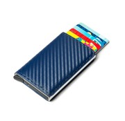 JVS Products Uitschuifbare Pasjeshouder - Pasjeshouder - Uitschuifbaar - Book Case - RFID beveiliging - Kunstleer - Blauw