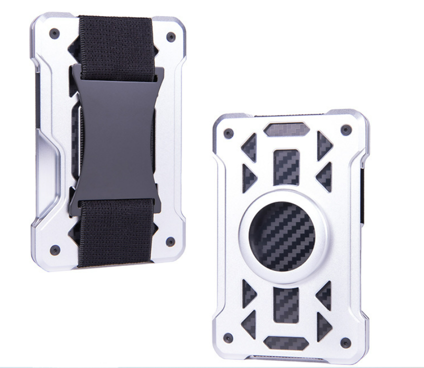 Pasjeshouder met Geldclip - Pasjeshouder - Geldclip - Airtag - RFID beveiliging - Aluminium - Zilver afbeelding