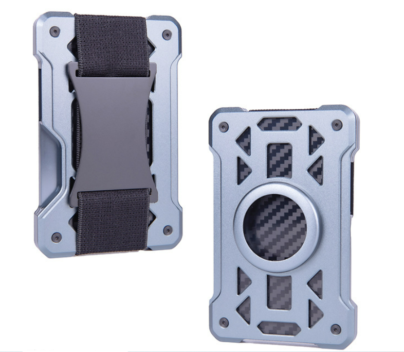 Pasjeshouder met Geldclip - Pasjeshouder - Geldclip - Airtag - RFID beveiliging - Aluminium - Grijs afbeelding