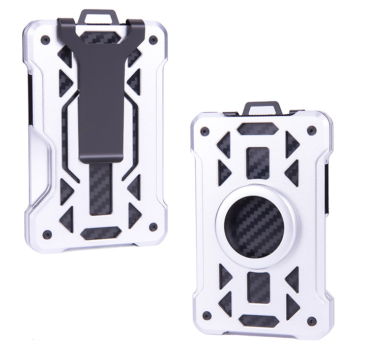 Pasjeshouder met Geldclip - Pasjeshouder - Geldclip - Airtag - RFID beveiliging - Aluminium - Zilver afbeelding