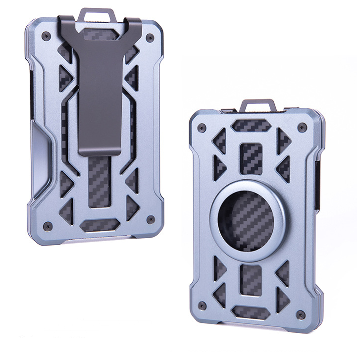 Pasjeshouder met Geldclip - Pasjeshouder - Geldclip - Airtag - RFID beveiliging - Aluminium - Grijs afbeelding