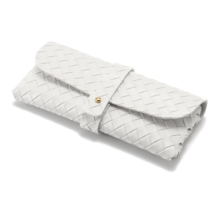 JVS Products Brillenkoker - Kliksluiting - Kunstleer - Wit - Universeel