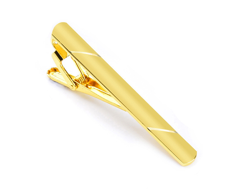 Dasspeld - Stropdas Clip - Striped Dasclip - Goud afbeelding