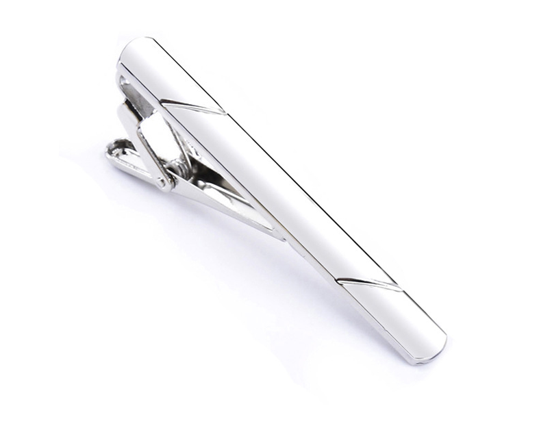 Dasspeld - Stropdas Clip - Striped Dasclip - Zilver afbeelding