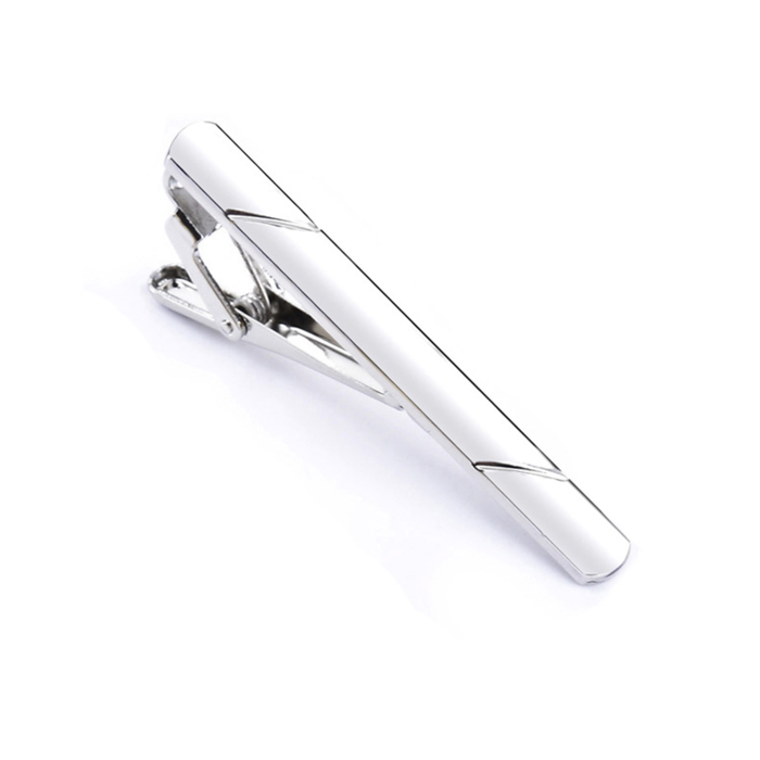 JVS Products Dasspeld - Stropdas Clip - Striped Dasclip - Zilver