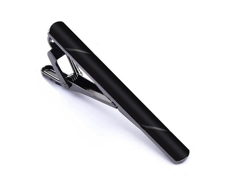 Dasspeld - Stropdas Clip - Striped Dasclip - Zwart afbeelding