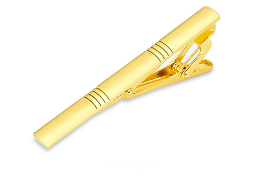 Dasspeld - Stropdas Clip - Shiny Tie Clip - Goud - Gestreept afbeelding