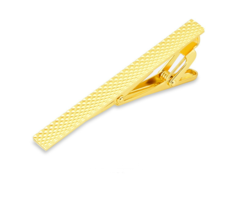 JVS Products Dasspeld - Stropdas Clip - Shiny Tie Clip - Goud - Geruit