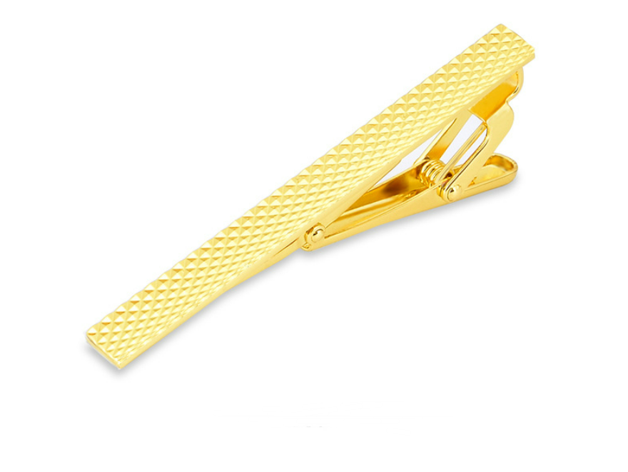 Dasspeld - Stropdas Clip - Shiny Tie Clip - Goud - Geruit afbeelding