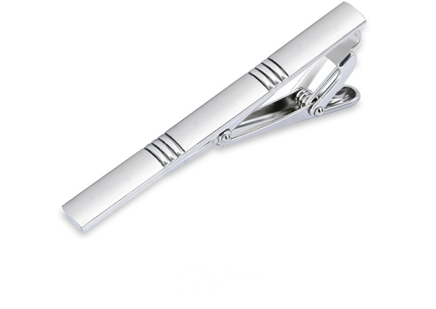 Dasspeld - Stropdas Clip - Shiny Tie Clip - Zilver - Gestreept afbeelding