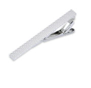 JVS Products Dasspeld - Stropdas Clip - Shiny Tie Clip - Zilver - Geruit