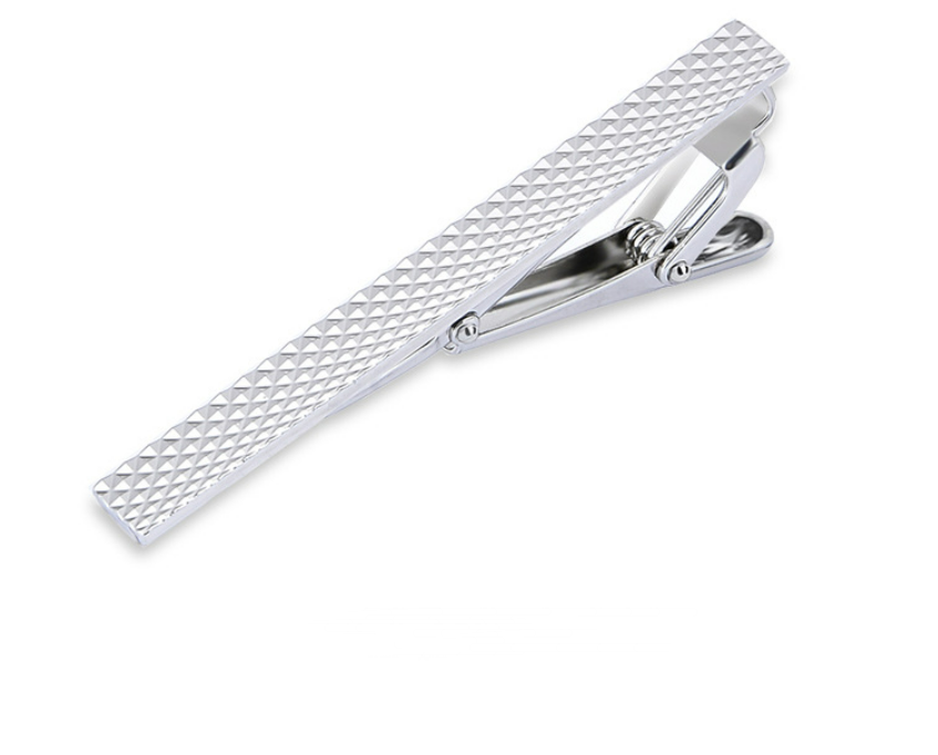 Dasspeld - Stropdas Clip - Shiny Tie Clip - Zilver - Geruit afbeelding