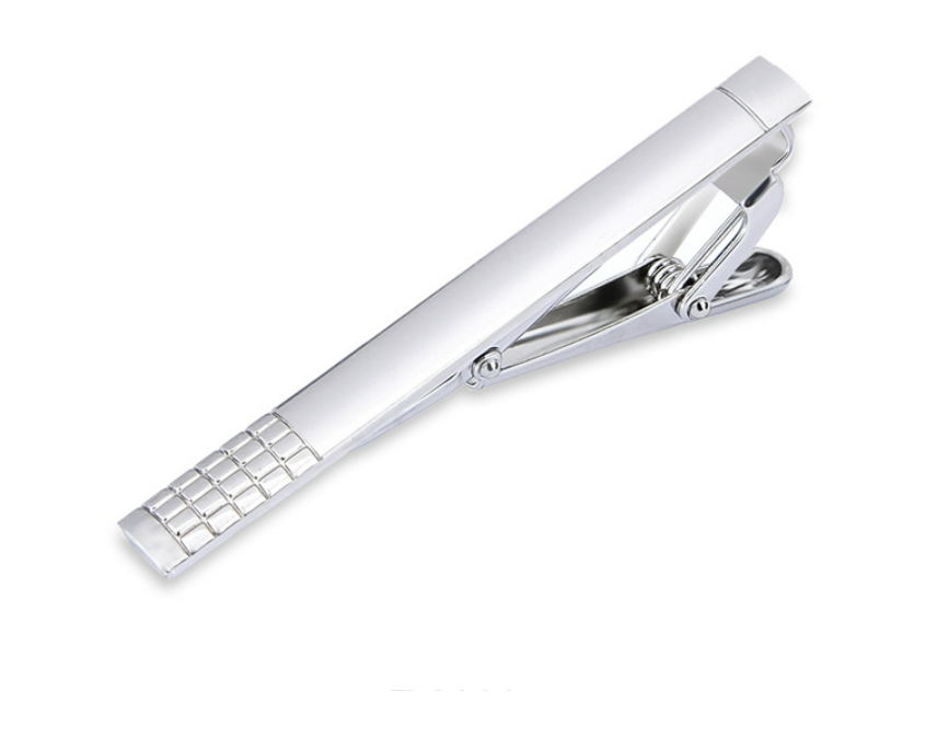 Dasspeld - Stropdas Clip - Shiny Tie Clip - Zilver - Geblokt afbeelding