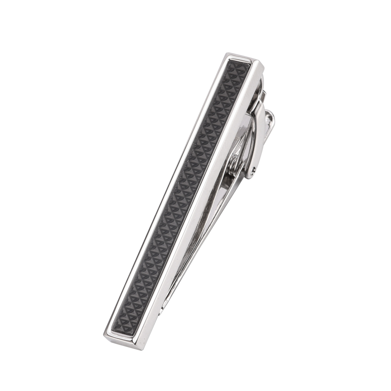 Dasspeld - Stropdas Clip - Modieuze Dasclip - Zilver - Zwart afbeelding