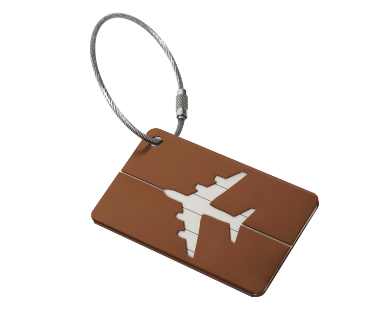 Kofferlabel - Bagagelabel - Koffer - Aluminium - Bruin afbeelding