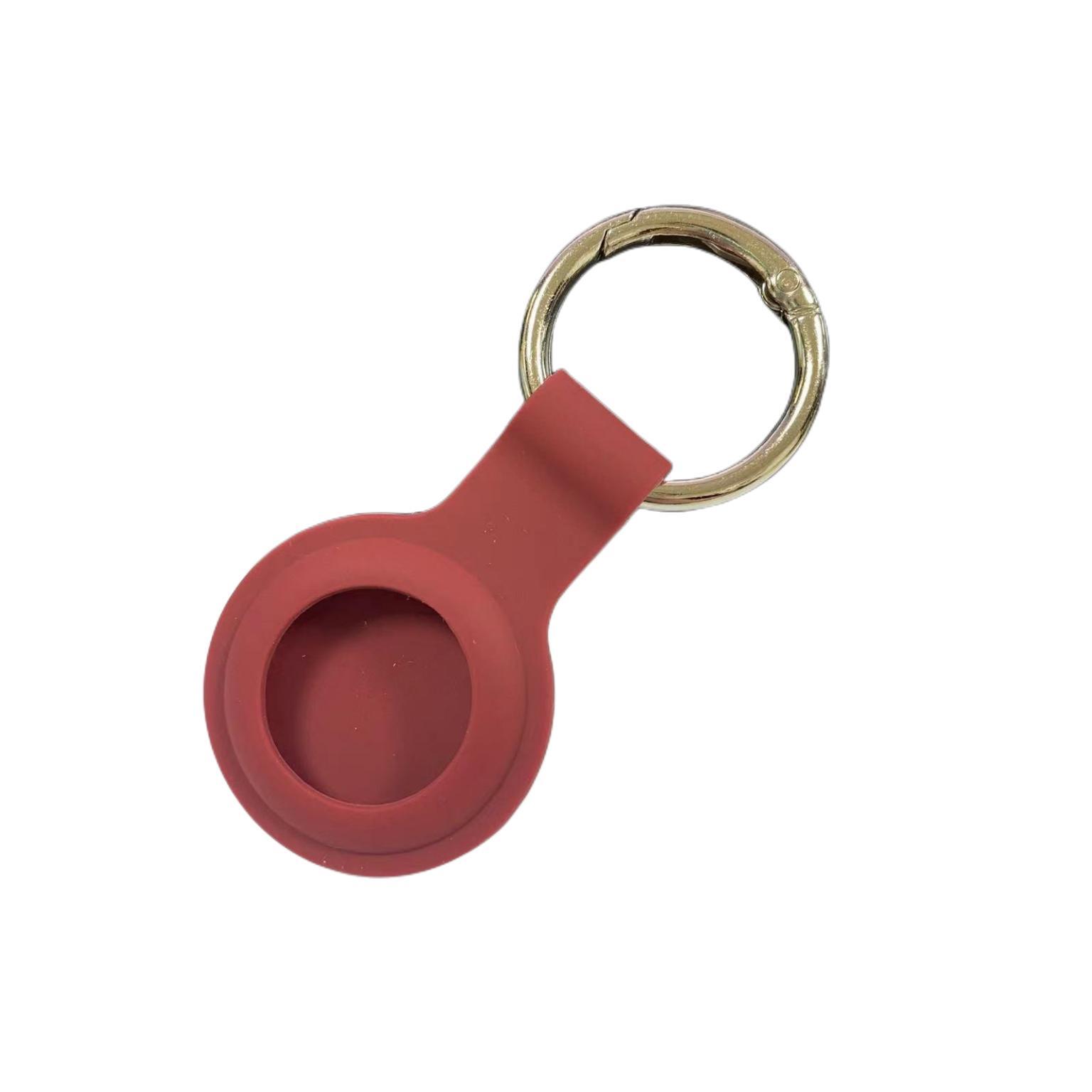 Hoesje geschikt voor AirTag - Sleutelhanger - Houder - Siliconen - Case - Bescherming - Bordeaux Rood afbeelding