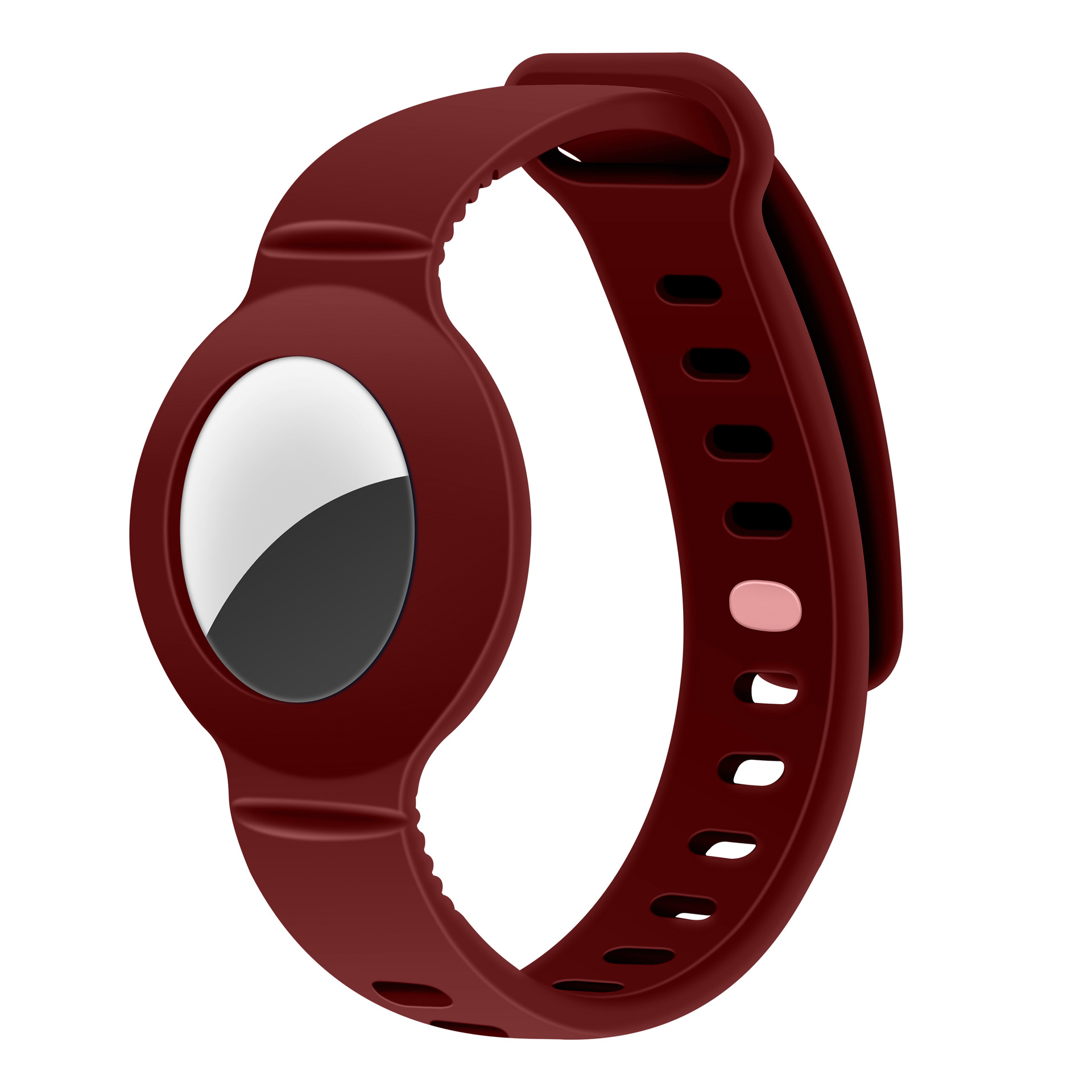 Hoesje geschikt voor AirTag - Bandje - Siliconen - Case - Bescherming - Bordeaux Rood afbeelding