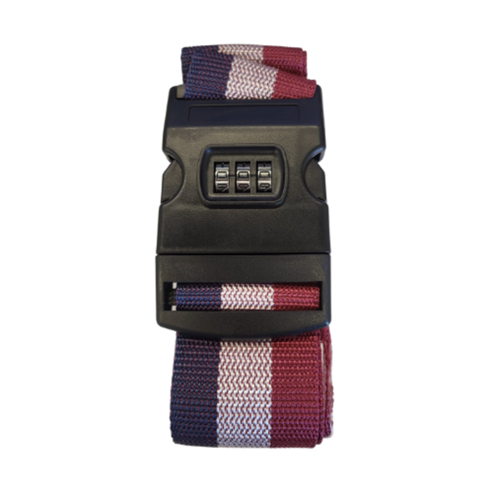 JVS Products Kofferriem met cijferslot - Verstelbaar - Kruis - Bagageriem - 420 Centimeter - Extra Beveiliging - Reizen - Rood/Wit/Blauw