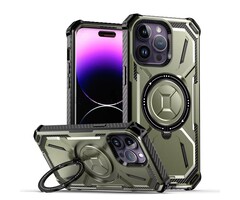 JVS Products iPhone 12 Pro Max hoesje - Backcover - Geschikt voor MagSafe - Rugged Armor - Extra valbescherming - Ringhouder - TPU - Groen