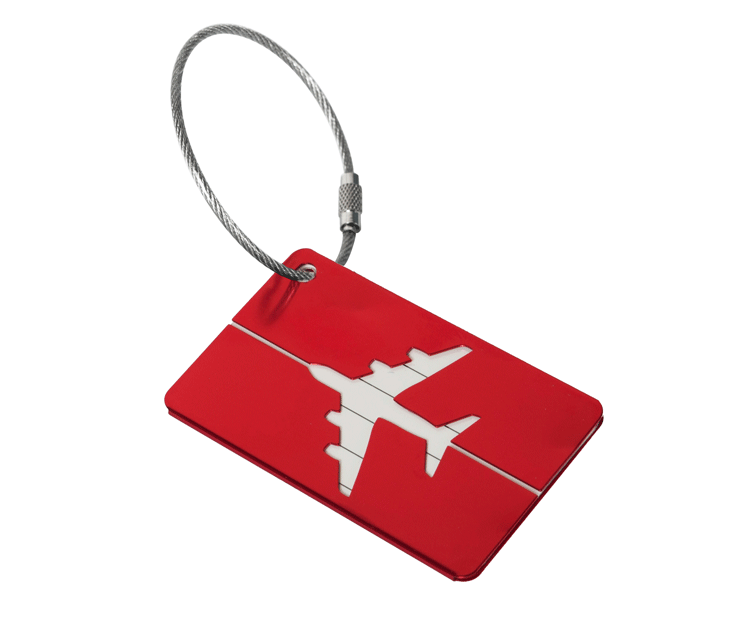 Kofferlabel - Bagagelabel - Koffer - Aluminium - Donkerrood afbeelding