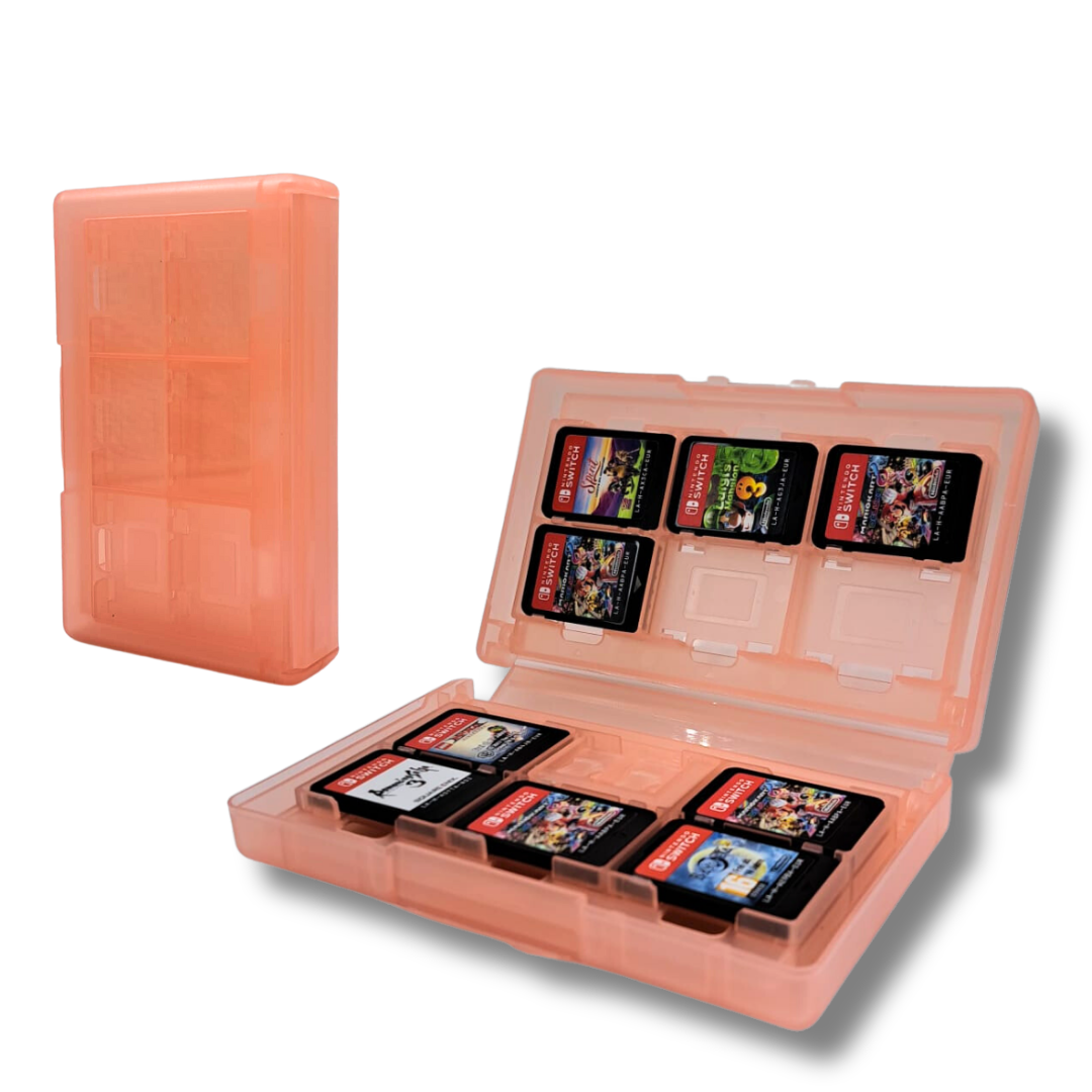 Game Card Case geschikt voor Nintendo Switch games - Accessoires Switch - 12 Games - Opbergen - Beschermen - Travel Koffer - Plastic - Roze afbeelding