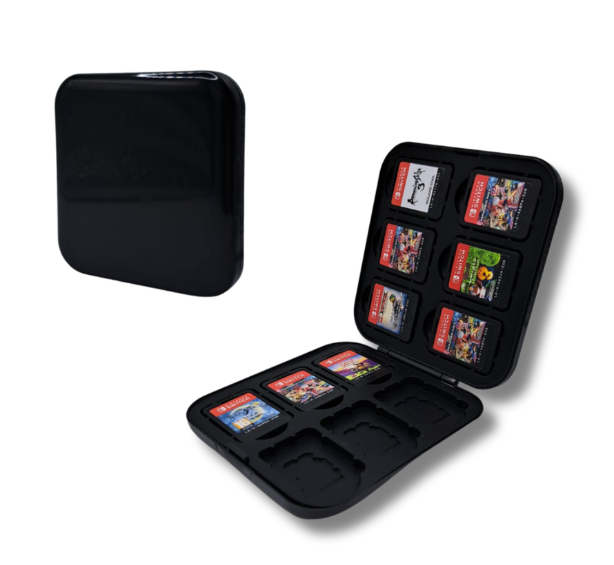 Game Card Case geschikt voor Nintendo Switch games - Accessoires Switch - 12 Games - Opbergen - Beschermen - Travel Koffer - Plastic - Siliconen - Zwart kopen