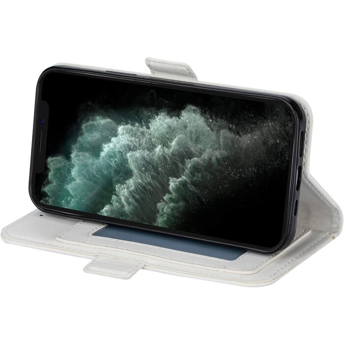 JVS Products Samsung Galaxy S21 Plus hoesje - Bookcase - Koord - Pasjeshouder - Portemonnee - Mandalapatroon - Kunstleer - Wit