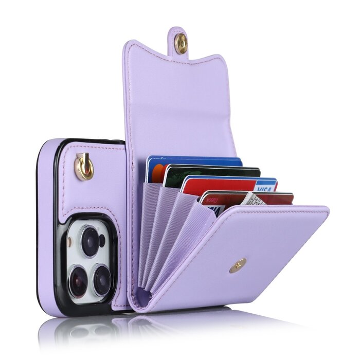 JVS Products Samsung Galaxy S10 Plus hoesje - Backcover - Koord - Pasjeshouder - Portemonnee - Kunstleer - Paars