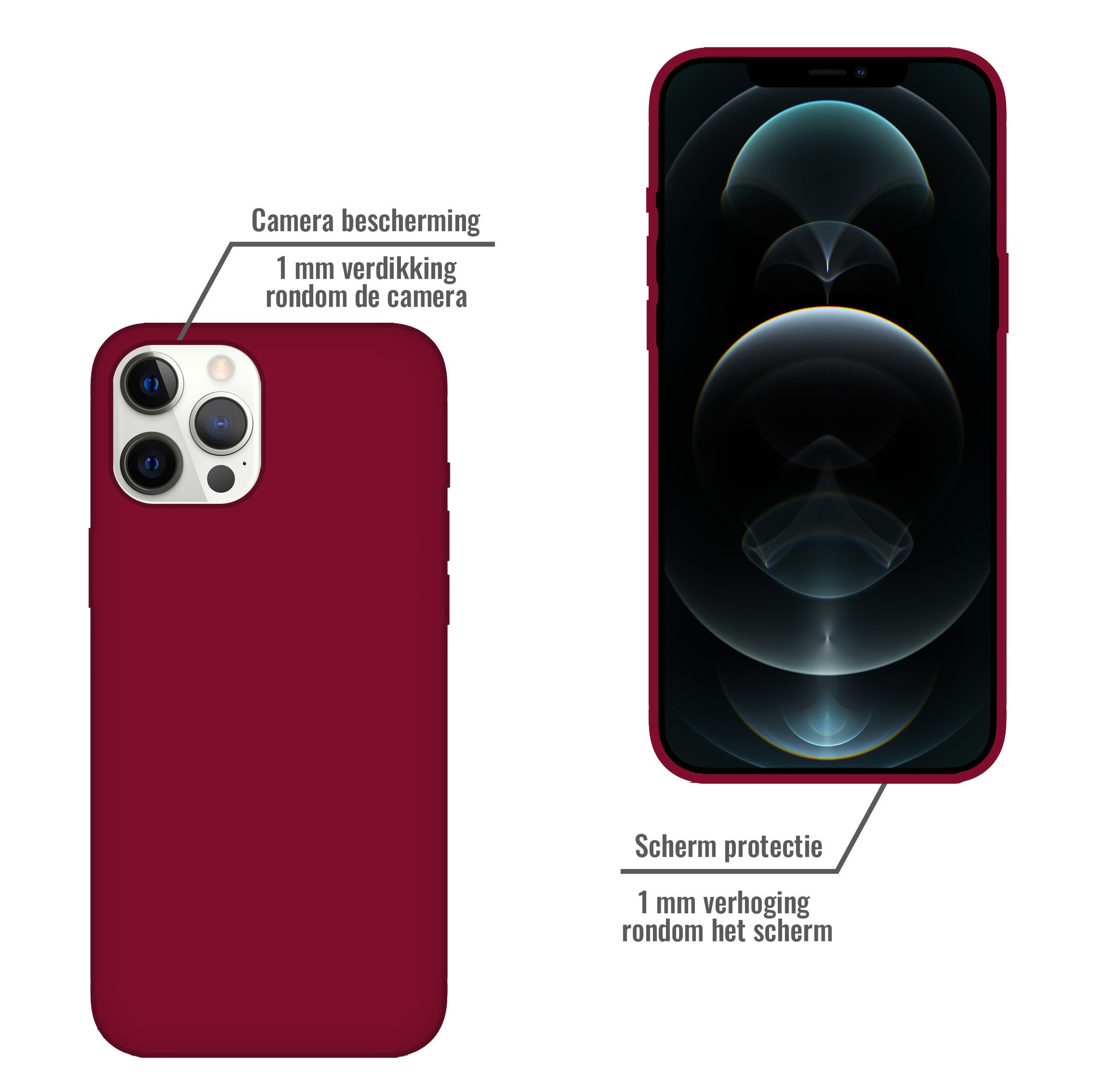 JVS Products iPhone 12 Pro hoesje - Backcover - TPU - Bordeaux Rood