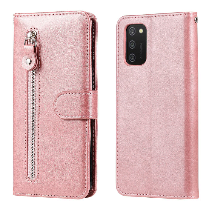 JVS Products Samsung Galaxy A52S hoesje - Bookcase - Pasjeshouder - Portemonnee - Rits - Kunstleer - Rose Goud