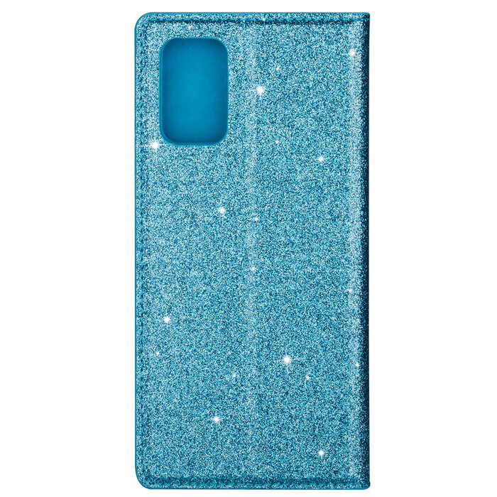 JVS Products iPhone 12 Pro Max hoesje - Bookcase - Pasjeshouder - Portemonnee - Glitter - TPU - Blauw